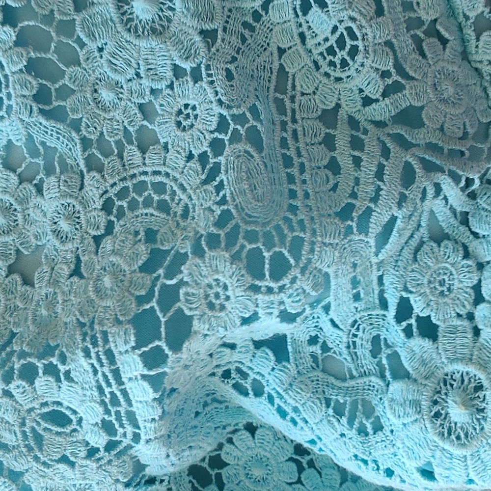 Ralph Lauren Light Blue Lace Shift Dress - Sz 16 - Picture 10 of 11